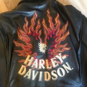 Mens Size Large Leather Jacket Vintage Harley